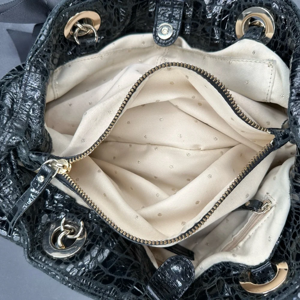 Katie Spade ♠️ SALE!! Black Croc Pattern Bag size large slouchy and soft!! - Picture 7 of 15